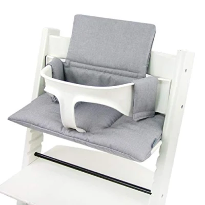 Afbeelding van Bambiniwelt Reservehoes, zitkussen, kussenset, stoelverkleiner, compatibel met STOKKE Tripp Trapp voor kinderstoel, ORG. MELIERD (gemêleerd lichtgrijs ORG.)