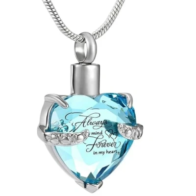Afbeelding van BIAIHQIE Urnsieraad voor as, aandenken, hanger, medaillon, sieraden lichtblauw