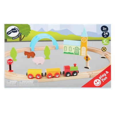 Afbeelding van Small Foot Houten Treinset Stad en Platteland, 24dlg.