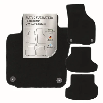 Afbeelding van MAT10 Autovloermatten geschikt voor VW Golf 6 Cabrio (BJ 06/2011 03/2016, type 5K1) van velours, 4 delige automatten set, duurzame OEM kwaliteit, Made in Germany