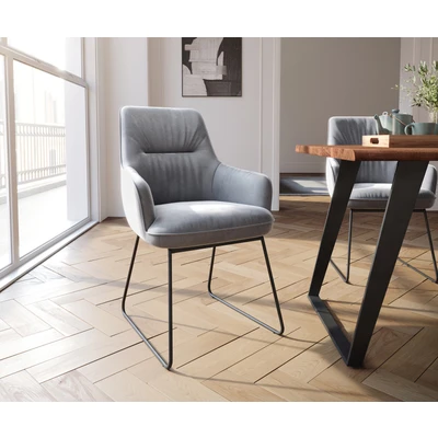 Afbeelding van Armleunstoel Zelia Flex met armleuning slipframe zwart fluweel grijs