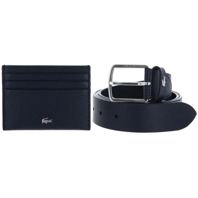 Afbeelding van LACOSTE Leren Riem Kaarthouder Elegance Punch Cardholder + Belt Box W100 Eclipse Donkerblauw