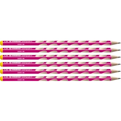 Afbeelding van Smal driekantig grafietpotlood voor linkshandigen STABILO EASYgraph S in roze 6 stuks hardheid HB