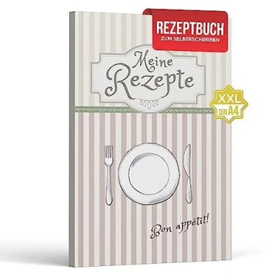 Afbeelding van LifeDesign Receptenboek om zelf te schrijven, A4, Mijn recepten, XXL, notitieboek boek doe het kookboek hardcover met stabiele draadbinding, 112