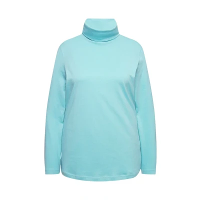 Afbeelding van Ulla Popken Dames grote maten plus size shirt, rolkraag, slim, lange mouwen, mintgroen, 58 60
