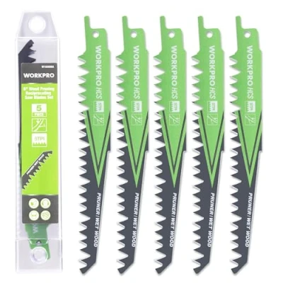 Afbeelding van WORKPRO Reciprozaagbladset 5 delig, Zaagblad 152mm 5TPI Gemaakt van HCS, voor het Zagen Takken, Compatibel met Standaard Reciprozagen