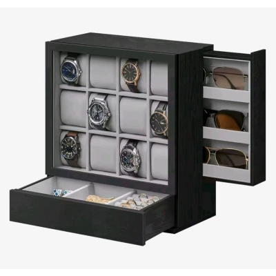 Afbeelding van Mila Shop Horlogedoos Horloge houder sieradendoos opbergdoos 15x29.5x32.5cm