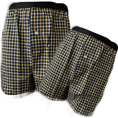 Afbeelding van Embrator 2 stuks mannen Boxershort geweven katoen donkerblauw/geel 4XL