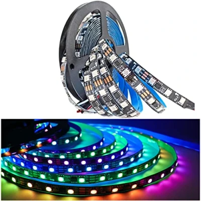 Afbeelding van Tesfish 12V WS2811 LED strip licht, RGB pixel 5m 300 LEDs IP30 flexibele zwarte PCB full colour individueel adresseerbare intelligente lichtstrip externe 1 IC besturing 3 LED&#039;s