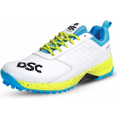 Afbeelding van DSC Jaffa 22 Professional Cricket Shoes for Men Toe and Heel Protection Multilayer Cushioning Supersoft Flexibility Rubber Outsole Durability (White/Yellow, Size: EU 46, UK 12, US 13)