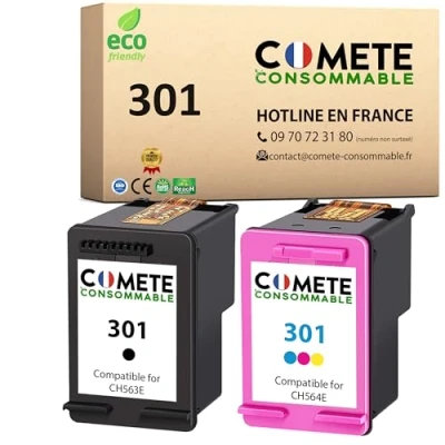 Afbeelding van COMETE 301 2 Inktcartridges Compatibel met HP Inktpatronen Vervanging voor Deskjet 2540 1050 2050 Envy 4500 4502 5530 OfficeJet 2620 4630 4632 zwart Kleur (3011)