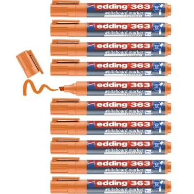 Afbeelding van edding 363 whiteboardmarker oranje 10 whiteboardstiften beitelpunt 1 5 mm boardmarker uitwisbaar voor whiteboard, flipchart, magneetbord, prikbord, memobord sketchnotes