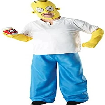 Afbeelding van Rubie&#039;s 3 880653 STD Homer Simpson Deluxe kostuum voor volwassenen, standaardmaat, wit/geel