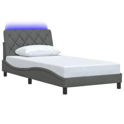 Afbeelding van vidaXL Bedframe met LED verlichting stof donkergrijs 100x200 cm