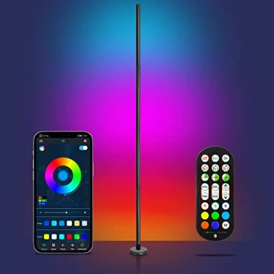 Afbeelding van luxceo Led vloerlamp voor woonkamer, 165 cm, RGB lamp op standaard, met app besturing en afstandsbediening, 16 miljoen kleuren 320 modi, muzieksynchronisatie timing, moderne sfeerlamp