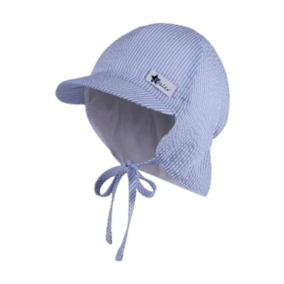 Afbeelding van Sterntaler Peaked cap met nekbescherming gestreept hemelsblauw