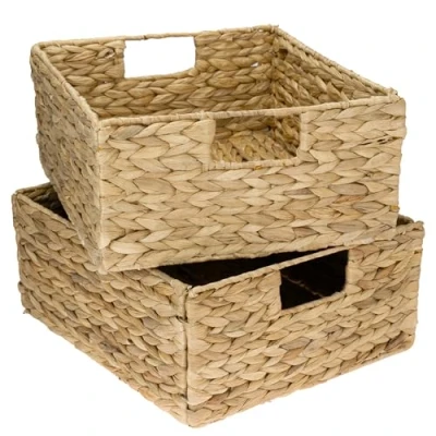 Afbeelding van HMF Opbergmand, gevlochten van waterhyacint zeegras, set 2, geschikt voor Kallax half vak, 30 x 34 15 cm