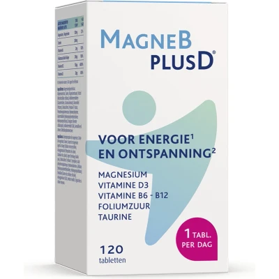 Afbeelding van MagneBplusD Magnesium, Vitamine D, Vitamines B, Foliumzuur en Taurine 120 tabletten