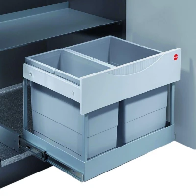 Afbeelding van Hailo Space Saver Tandem Afvalemmer 18 + 12 l Grijs