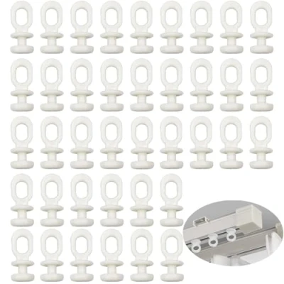Afbeelding van VHPNWJOB 100 stuks gordijnrail zweefvliegtuigen gordijnhaken wit multifunctioneel plastic schuifregelaar haken rollen wielrollen voor raamgordijndeur badkamer