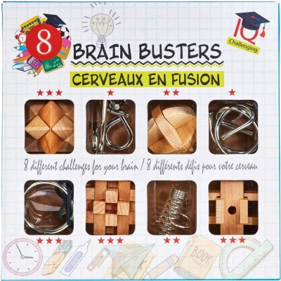 Afbeelding van Breinpuzzelset Hout en Metaal, 8st.