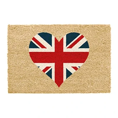 Afbeelding van CKB LTD Union Jack Flag Heart Shaped Novelty DOORMAT Unieke deurmatten voor/achter gemaakt met een antislip PVC achterkant Natuurlijke kokos Indoor &amp; Outdoor