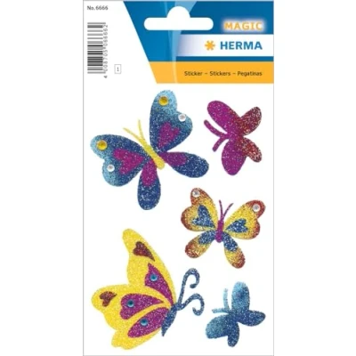 Afbeelding van 10x Herma Stickers vlinders, de diamant glitters