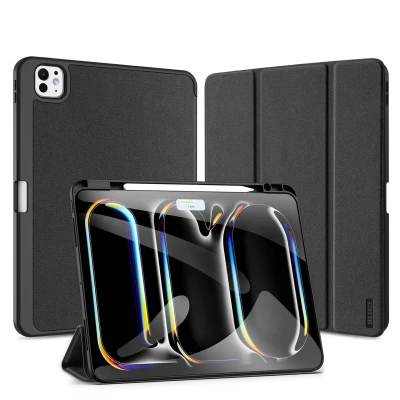 Afbeelding van iPad Pro 13 (2024) M4 Hoes: Dux Ducis Domo Bookcase Zwart Kunstleder Tablet Hoezen