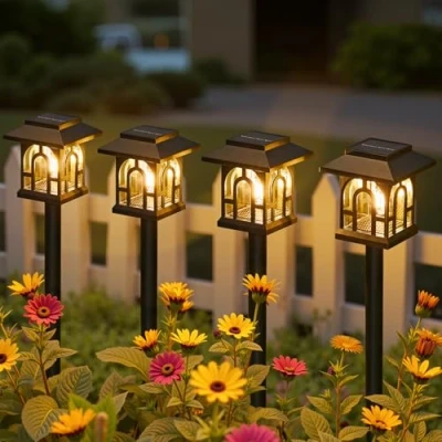 Afbeelding van NEEMO Zonnelampen voor buiten, tuin, 4 stuks, vintage solarlampen buiten met warm wit wolfraam, IP65 waterdicht, tuinverlichting op zonne energie terras, gazon, binnenplaats, balkon,