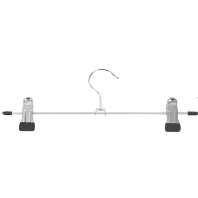 Afbeelding van SONGMICS CRI003E10 Metalen broekhangers, 10 stuks, antislip rokhangers met clips voor broeksokken, 31 cm lang, robuust, verchroomd, metallic zilver en inktzwart