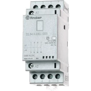 Afbeelding van Finder magneetschakelaar 35 mm 4m 25a 250vac spoel 24vuc contact agsno2 on auto off keuzeschakelaar mech standindicatie led 22 34 0 024 4340