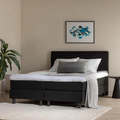 Afbeelding van 1 Persoons Boxspring Julia Comfort Antraciet 90x200 cm Pocketvering Inclusief Topper Dekbed Discounter.nl