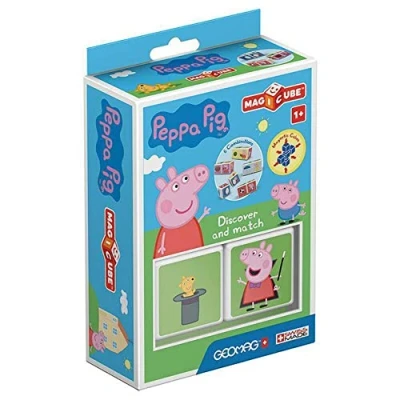 Afbeelding van Geomag Magicube 047 Peppa Pig Discover &amp; Match 2 magnetische dobbelstenen constructiespeelgoed, bouwdoos, educatief speelgoed,kleur