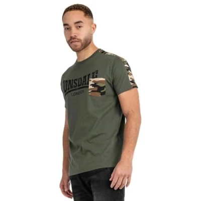Afbeelding van Lonsdale Normale Passform Huxter Tshirt print, Heren, Maat: Medium, Olive black