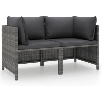 Afbeelding van vidaXL Tuinbank 2 zits met kussens poly rattan grijs