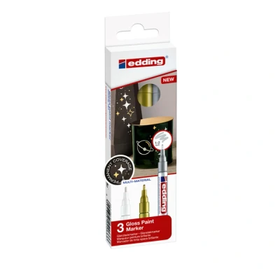 Afbeelding van Viltstift edding 751 lakmarker rond 1 2mm metallic assorti set à 3 stuks