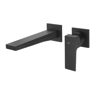 Afbeelding van Wastafelmengkraan Inbouw Sapho Dimy 1 hendel Uitloop Recht 18.6 cm Mat Zwart