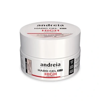 Afbeelding van Andreia Bifasic Professionele harde nagelgel, 2 in 1 led en uv gel, hoge viscositeit voor sterke nagels, opbouwgel kleur glitter, zacht wit, 22 g