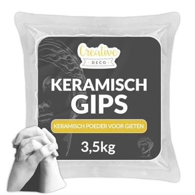 Afbeelding van Creative Deco Knutselgips Wit 3,5kg voor het maken van gips gieten Modelgips om te Fijn gipspoeder creatieve projecten Modellgips basteln