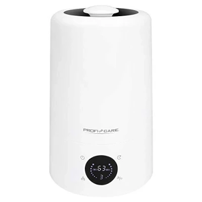 Afbeelding van ProfiCare Luchtbevochtiger PC LB 3077, ultrasone technologie voor ruimtes tot 60 m², actief koolstoffilter, 5 liter watertank, 3 bedrijfsmodi, multifunctioneel led display, touch bediening, wit
