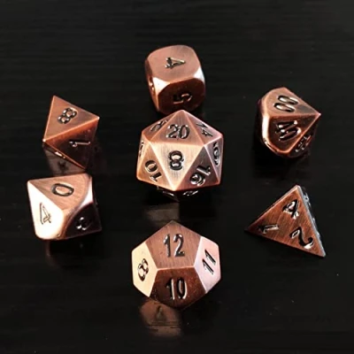 Afbeelding van Bescon Heavy Duty Old Bronze Solid Metal Dice Set, Ancient Metallic Polyhedral D&amp;D RPG Game 7pcs Set