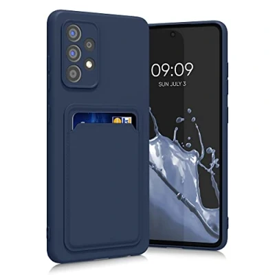 Afbeelding van kwmobile telefoonhoesje geschikt voor Samsung Galaxy A52 / 5G A52s Hoesje met pasjeshouder TPU case in donkerblauw
