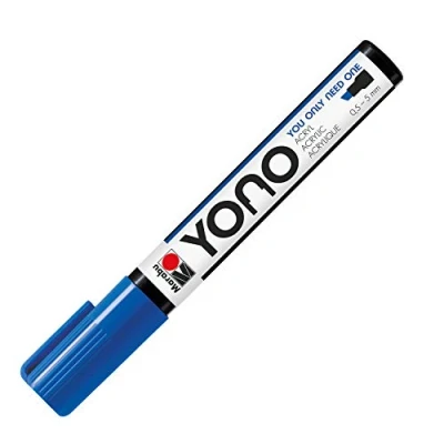 Afbeelding van Marabu 12400102053 YONO marker, donkerblauw 053, veelzijdige acrylstift met Japanse wigvormige punt 0,5 5 mm, waterbasis, lichtecht en waterbestendig, voor bijna alle ondergronden