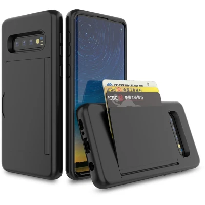 Afbeelding van Smartphonica Telefoonhoesje geschikt voor Samsung Galaxy S10 sterk TPU met pasjeshouder strong case with card slot Zwart