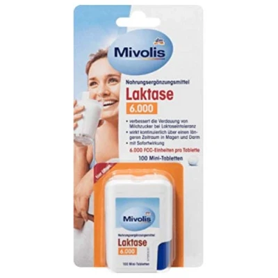 Afbeelding van Lactase 6.000 minitabletten Verbetert de spijsvertering van melksuiker bij lactose intolerantie Met onmiddellijke werking 100 tabletten