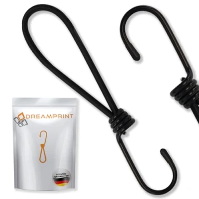 Afbeelding van Dreamprint 25x spanrubber met haken 23 cm zwart zeilspanner spanhaken rubberen spanner expanderlus spiraalhaak 6 mm voor dekzeil bannernet