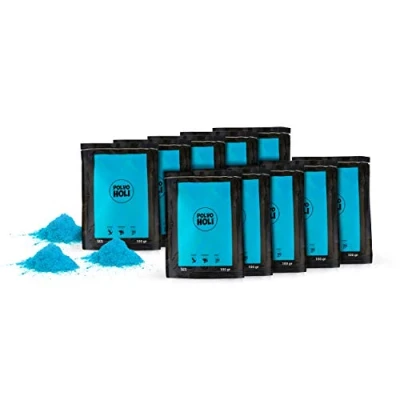 Afbeelding van POLVO Holi Pakket met 10 zakjes poeder van 100 gram 1 kg (lichtblauw)