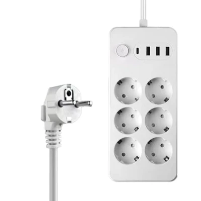 Afbeelding van LELYFIT Meervoudig stopcontact, overspanningsbeveiliging, meervoudige stekkerdoos met schakelaar, USB C, stekker, 2 m verlengkabel