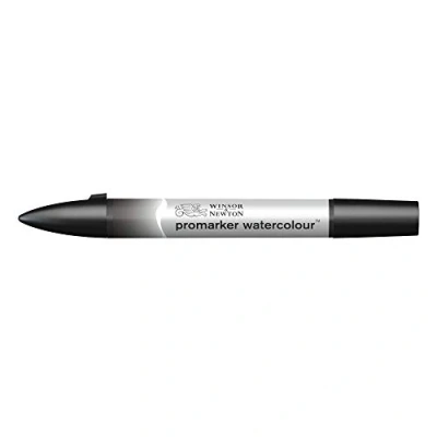Afbeelding van Winsor &amp; Newton 0201331 Aquarelmarker 2 punten, penseel en fijne punt, lichtecht, hoog gepigmenteerde aquarelverf voor kalligrafie, tekeningen Water Colour Marker, Ivory Black