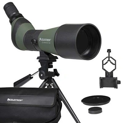 Afbeelding van Celestron 52329 LandScout 80mm Schuine spottingscoop met rubber behuizing, volledig gecoate optiek, oculair 2060x zoom, tafelstatief en smartphone adapter, Groen